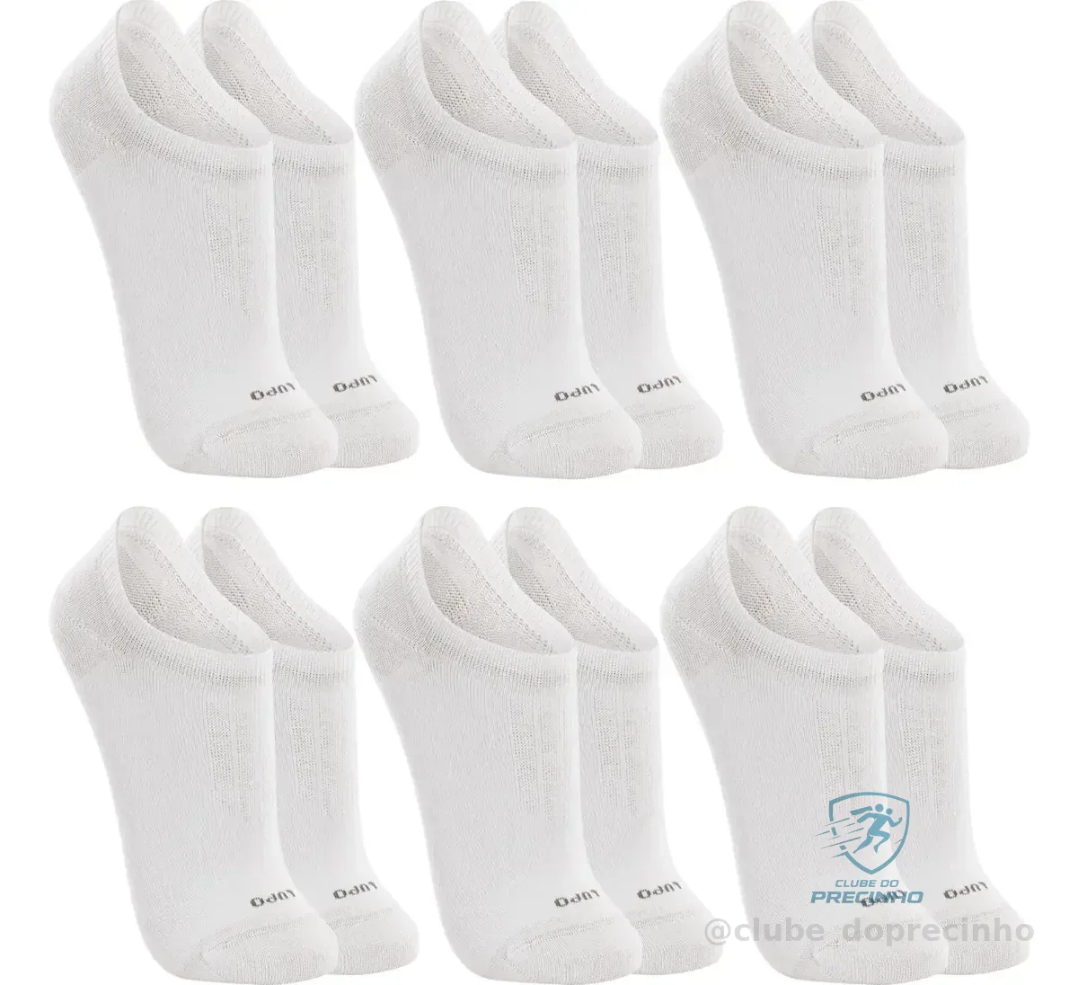 Kit 6 Pares Meias Soquete Invisível Lupo Algodão Unissex