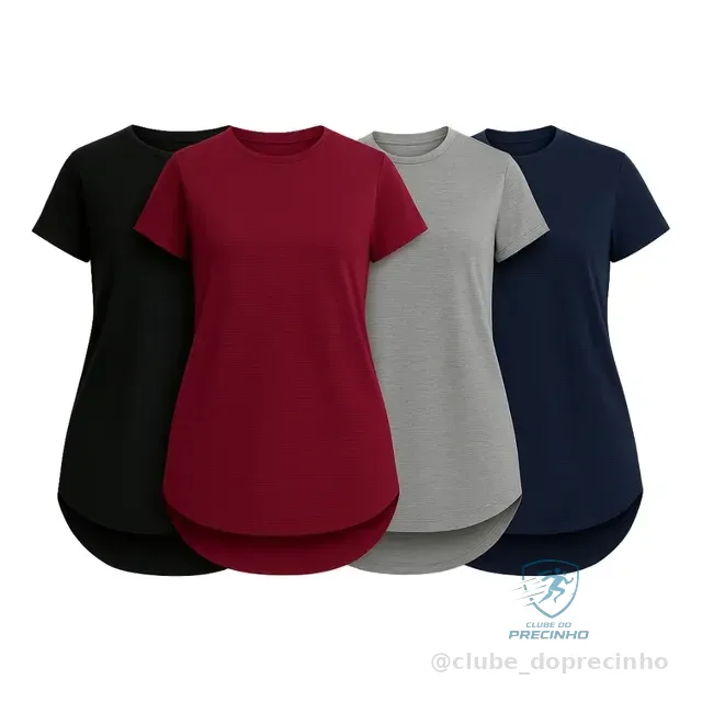 Kit 4 Camiseta Dry Fit Feminina Academia Fitness Tapa Bumbum