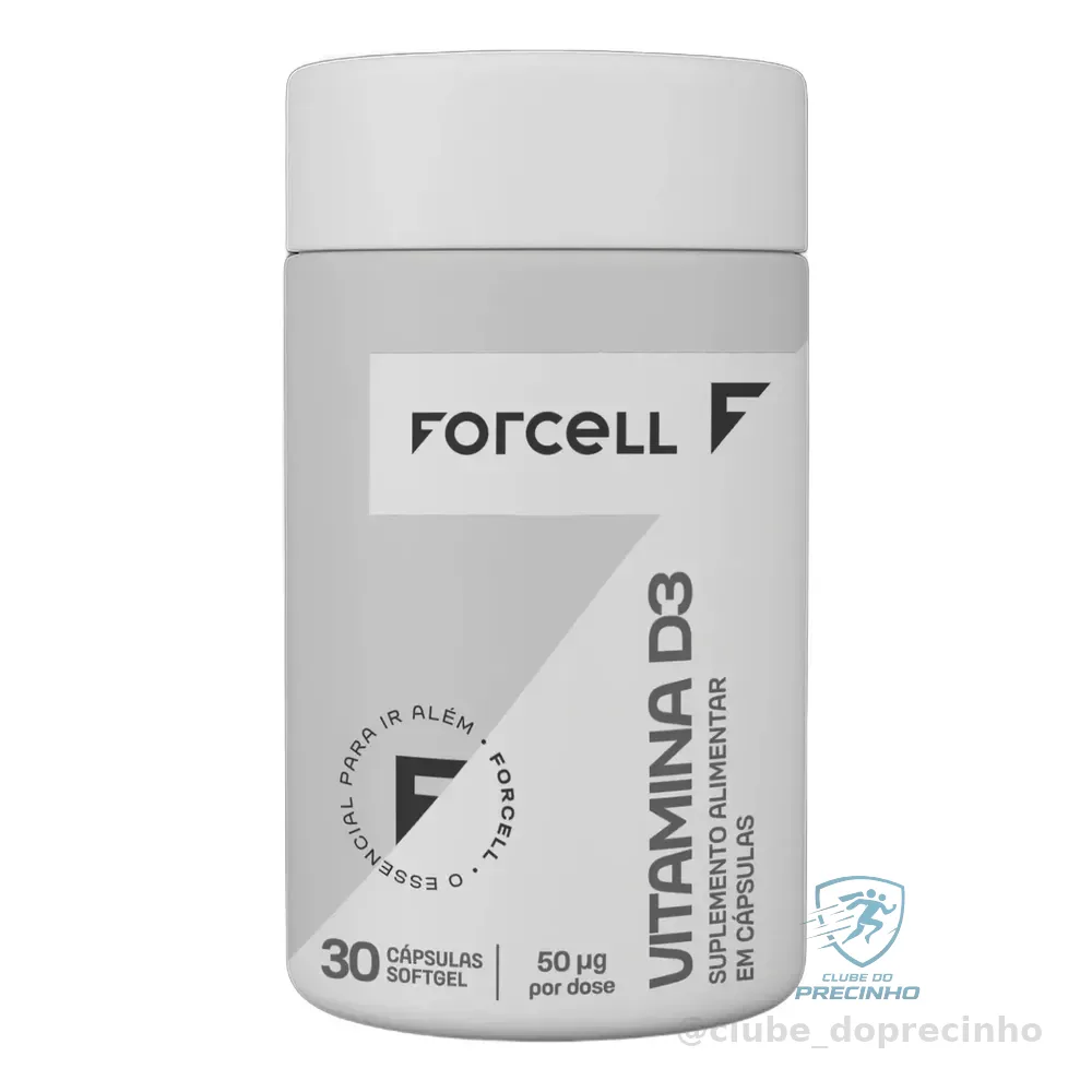 Vitamina D3 Forcell (2.000 Ui - 30 Cápsulas Softgel) Sem Sabor