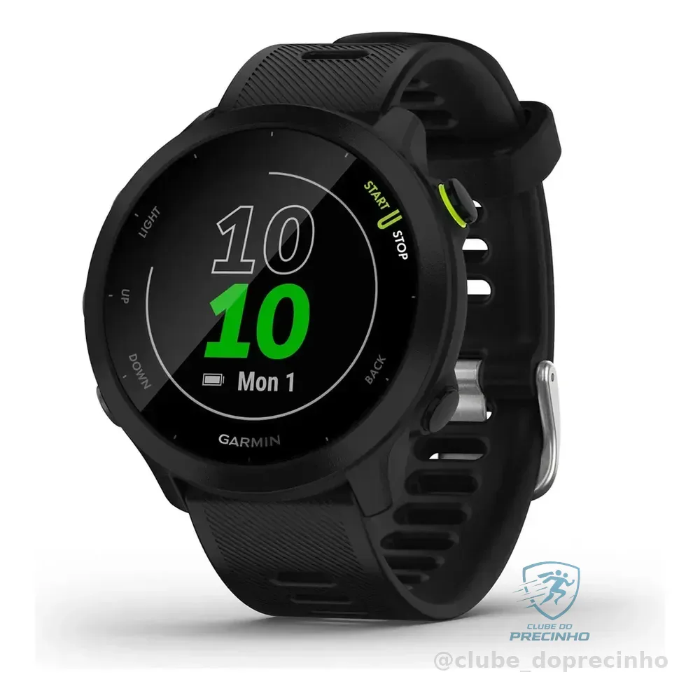 Relógio Garmin Forerunner 55 Monitor Cardíaco E Gps 42mm Black Mesh Black Preto