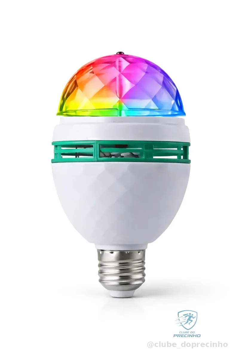 Lâmpada Giratória LED RGB Bola Maluca para Festa, Luz Discoteca Colorida 360° Bivolt 110-220V, Efeito Rotativo Multicolorido para Aniversário, Balada, Bar, Quarto e Decoração de Ambientes (1)