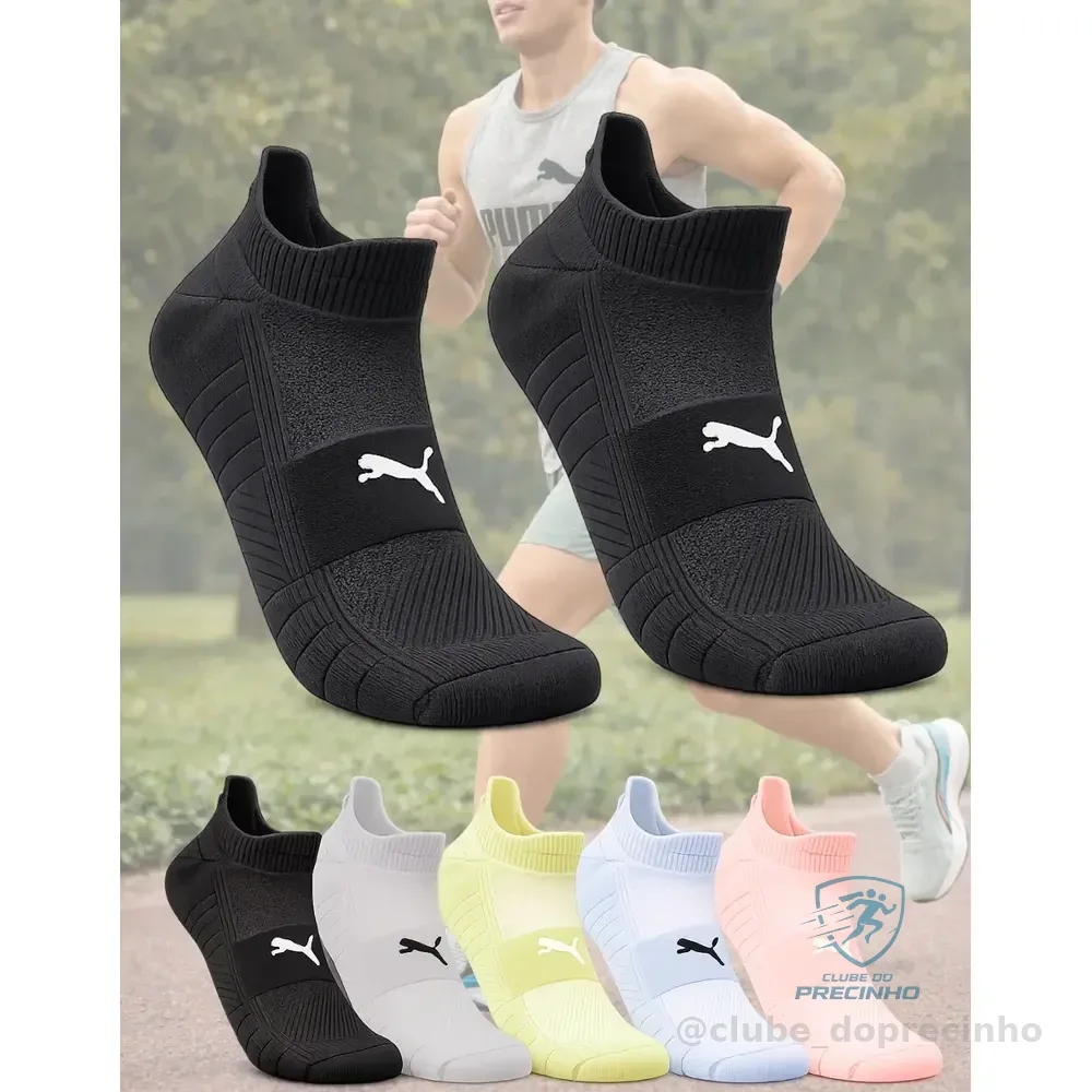 Meia Puma Poliamida Esportiva Corrida Dry Academia Soquete Preto