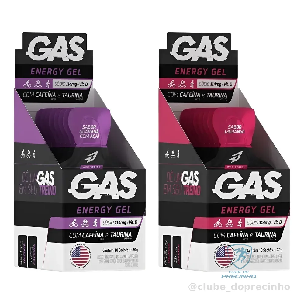 Kit 2x Caixas Gas Energy Gel 20 Sachês Ciclismo Bodyaction Guaraná Com Açaí/morango