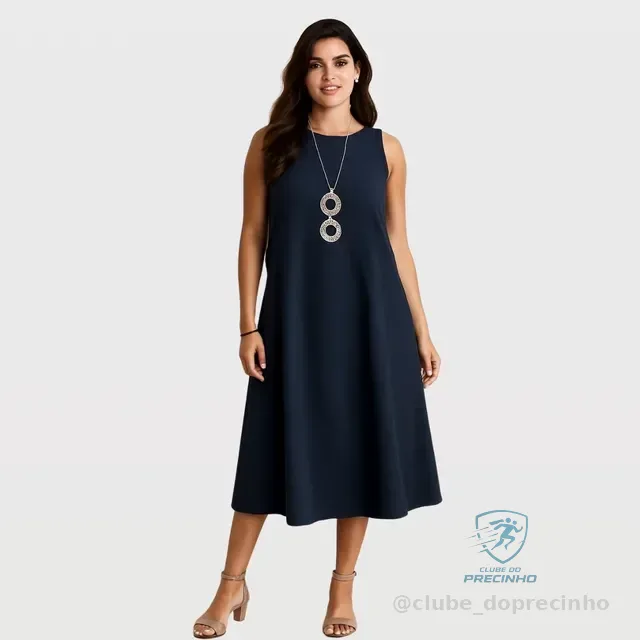 Vestido Midi Soltinho Rodado Elegante Confortável Plus Size