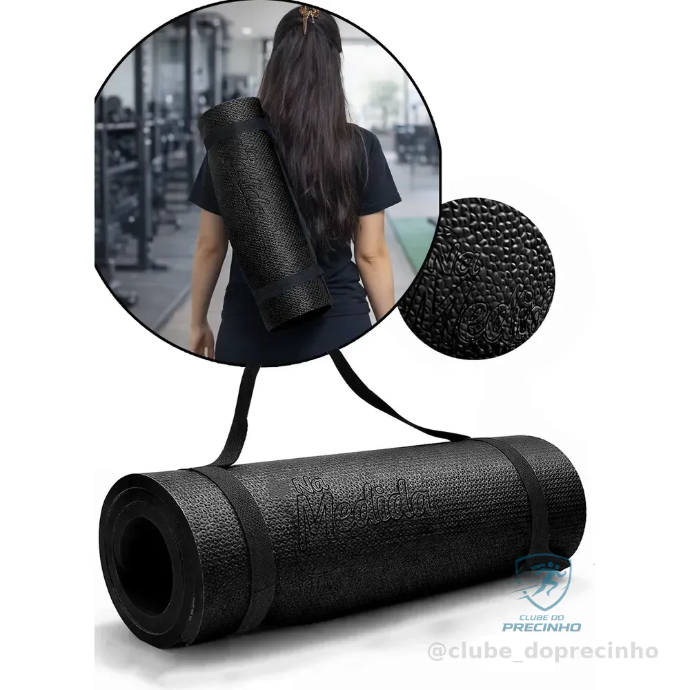 Tapete Yoga 10mm Colchonete Eva Abdominais - Na Medida Preto