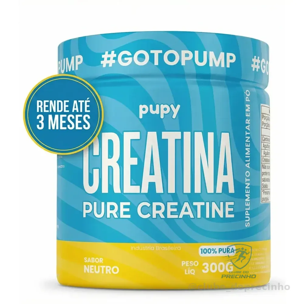 Creatina Monohidratada 100% Pura 300g Rende 3 Meses Mais Força Performance Recuperação E Alta Performance Pupy Neutro