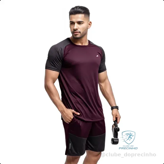 Conjunto Masculino Academia Camisa + Short Roupa Treino Liso