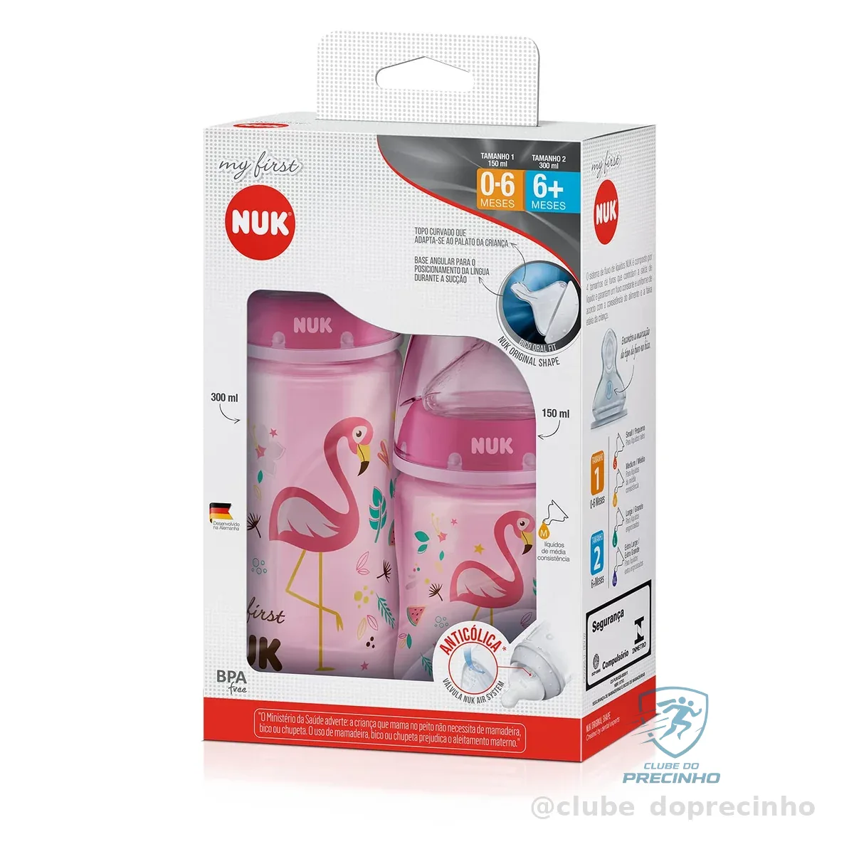 NUK Kit Mamadeira My 1St S1 150Ml S2 300Ml Girl - Rosa 2 Unidades