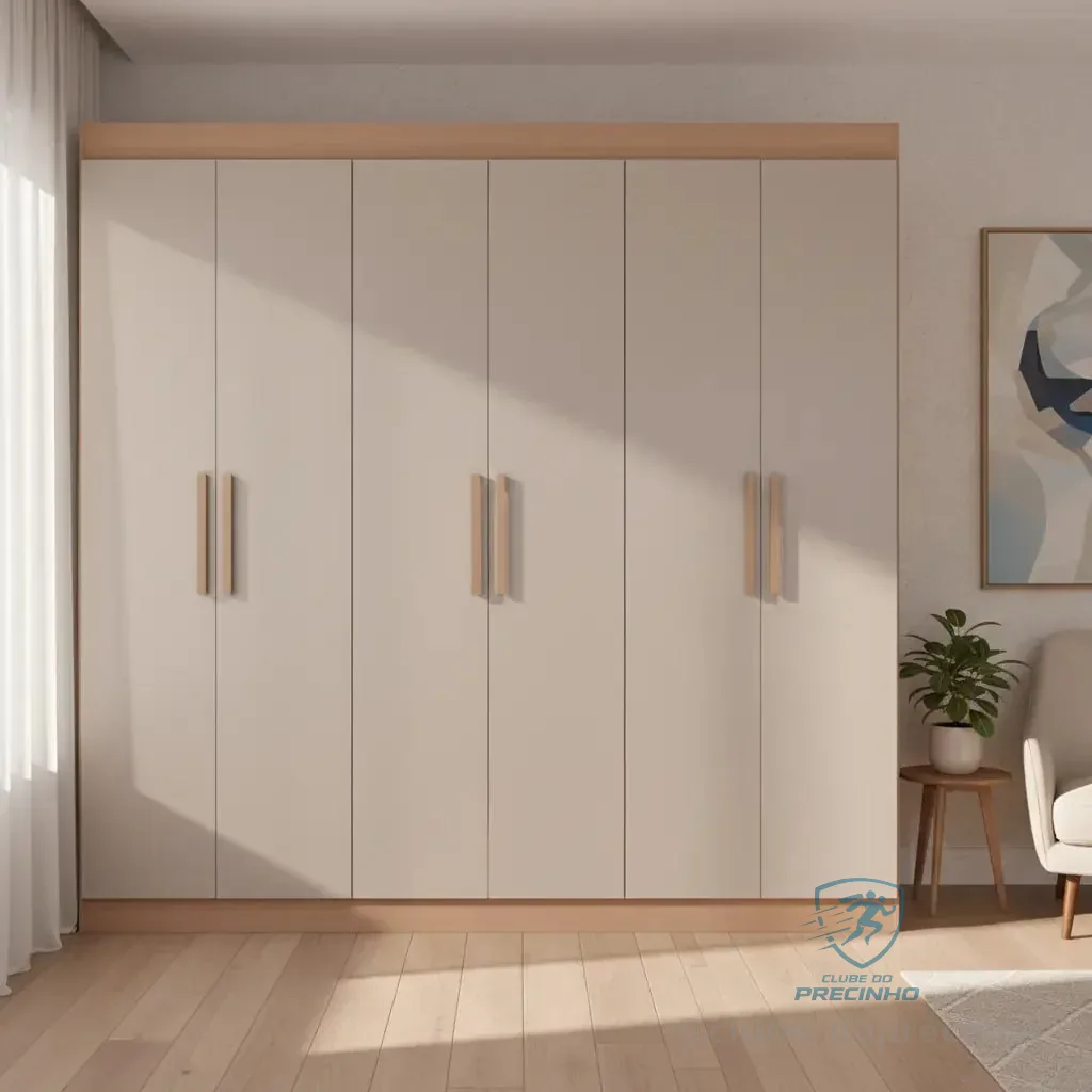 Guarda-roupa Casal Bartira Ville Com 6 Portas E 2 Gavetas Cor Avelã Com Cappuccino