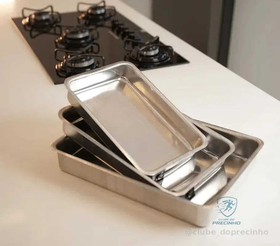 Jogo 3 Forma Assadeira Bolo Torta Retangular 1-2-3 E68