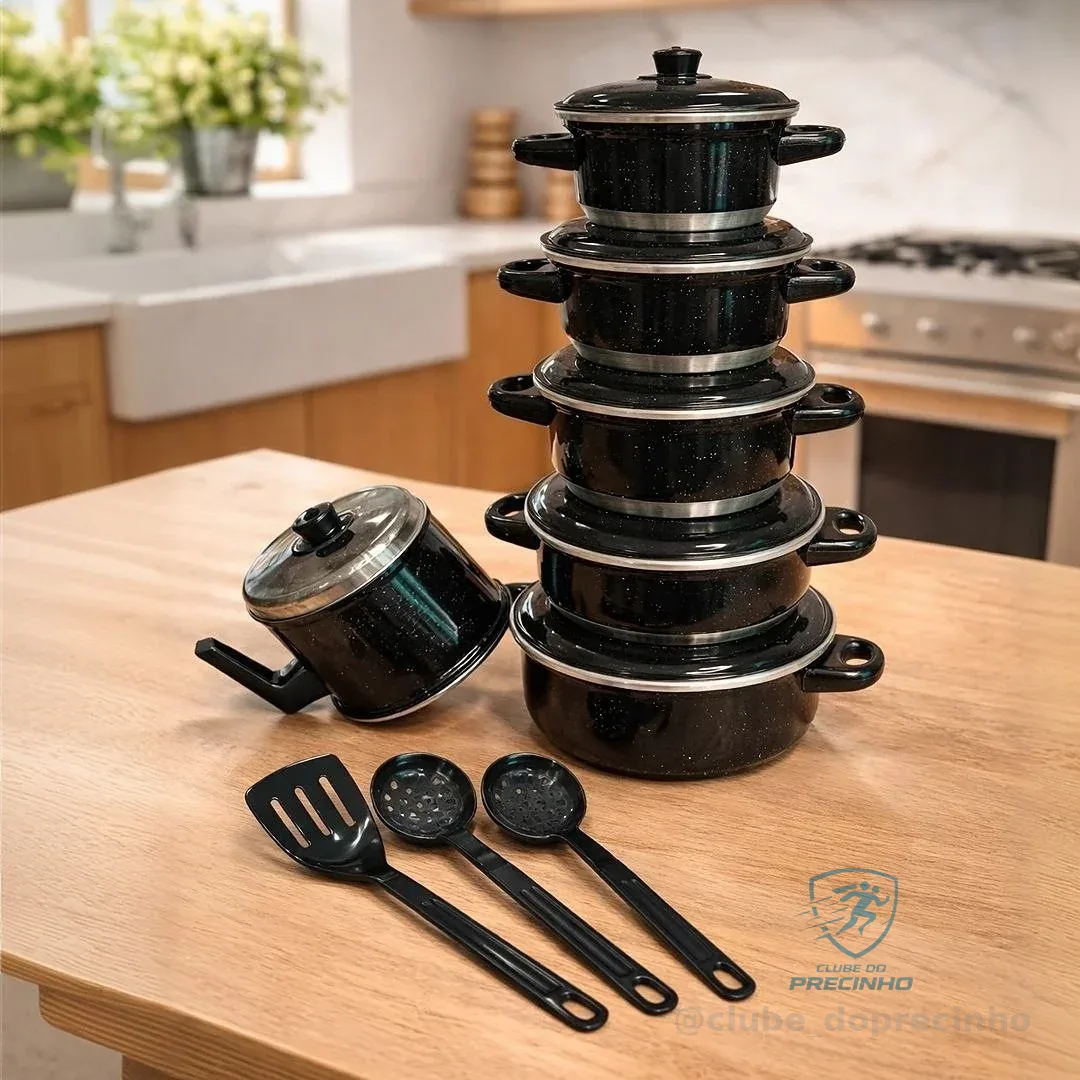 Jogo De Panelas Com 6 Peças + Cor Preto Pigmentado