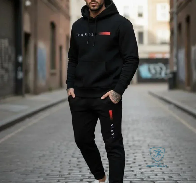 Conjunto Moletom Unissex Paris Blusa Frio Calça Confortavel