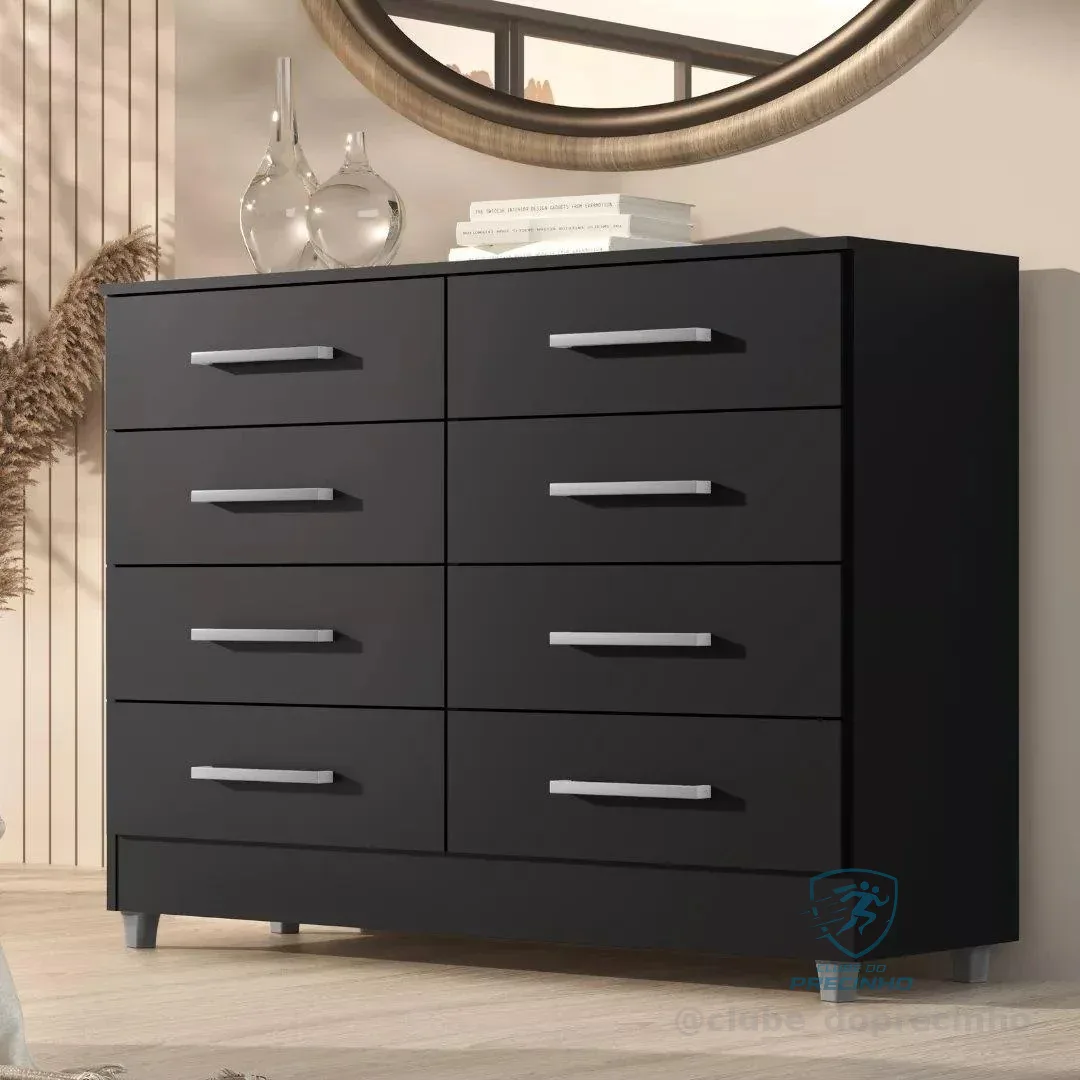 Cômoda 8 Gavetas Raissa Para Quarto Com Pés