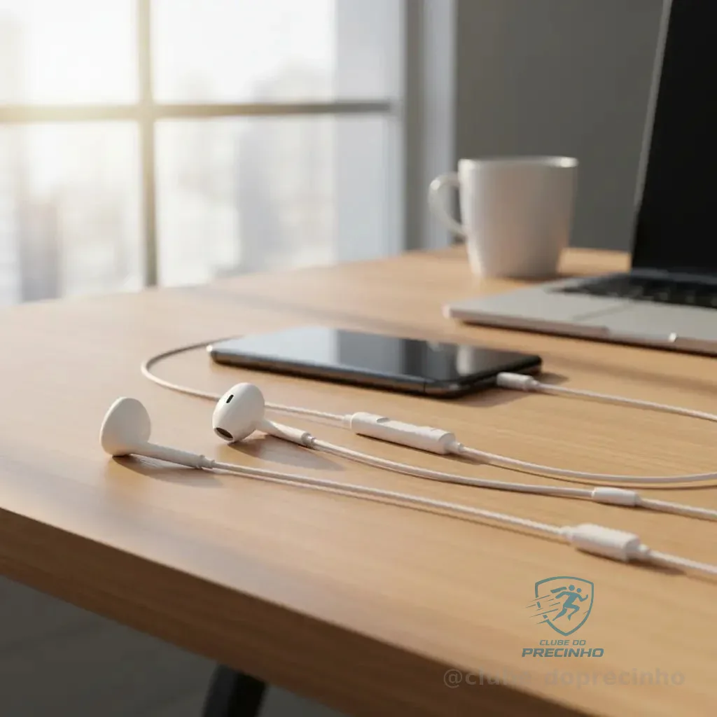 Fone De Ouvido Com Fio Microfone Tipo C In-ear Cabo 1 Metro Branco