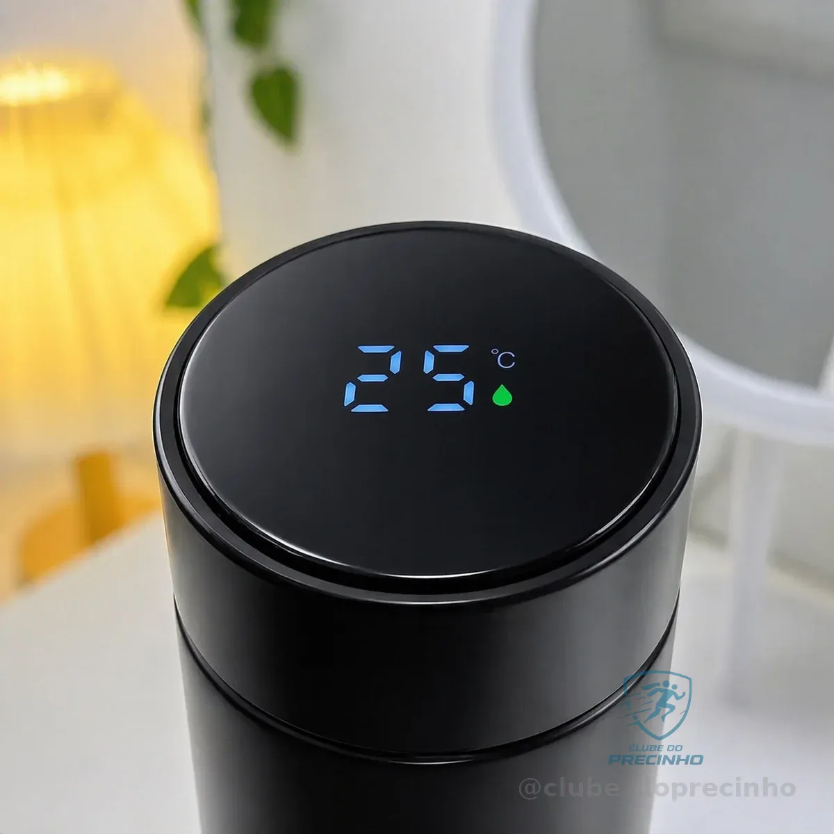 Garrafa Térmica 500ml Digital Sensor Led Inteligente Inox Medidor Temperatura Preta