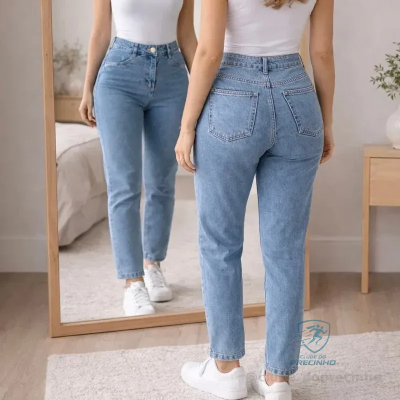 Calça Jeans Mom Stillger Feminina Cintura Alta Cor Clara