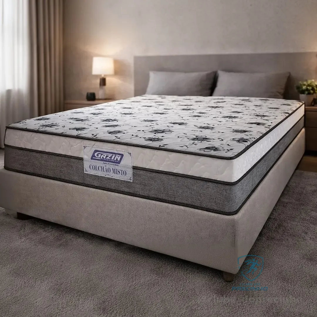 Colchão Casal Espuma D33 Fort 138x188x21cm Cinza Branco Cor Cinza/branco