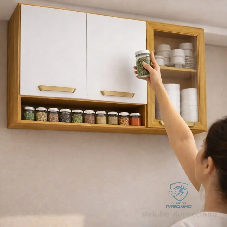 Armário Aéreo Com Vidro Reflecta E Porta-temperos Ch