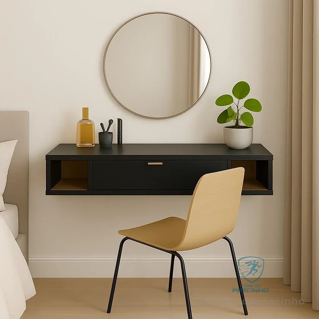 Mesa Escrivaninha Para Computador Escritório com Gaveta Versatta Casa JD (PRETO)