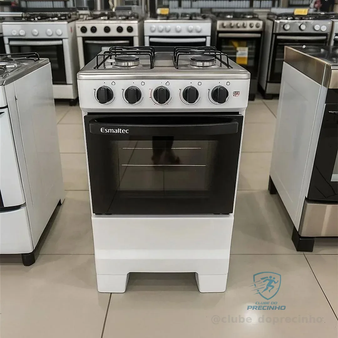 Fogão 4 Bocas Ideal Pop Com Mesa Em Inox Esmaltec Branco Bivolt