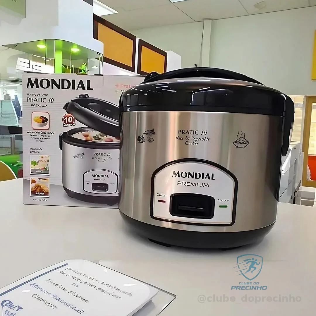MONDIAL Panela Elétrica de Arroz, Preto/Inox, 500W, 220V - PE-43-6X
