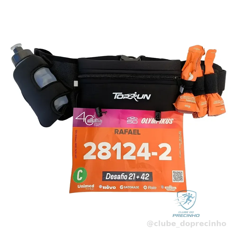 Cinto Hidratação Porta Numero E Gel Garrafa 210 Ml  Corrida