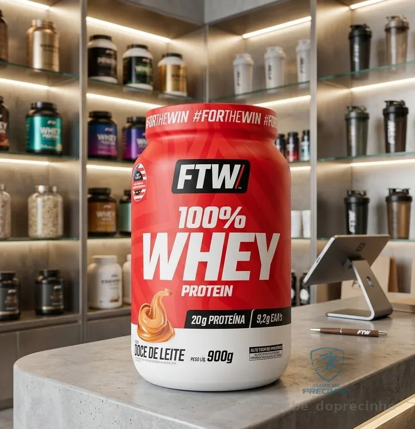 Whey Protein 100% Concentrado Pote 900g Sabor Doce De Leite - Ftw