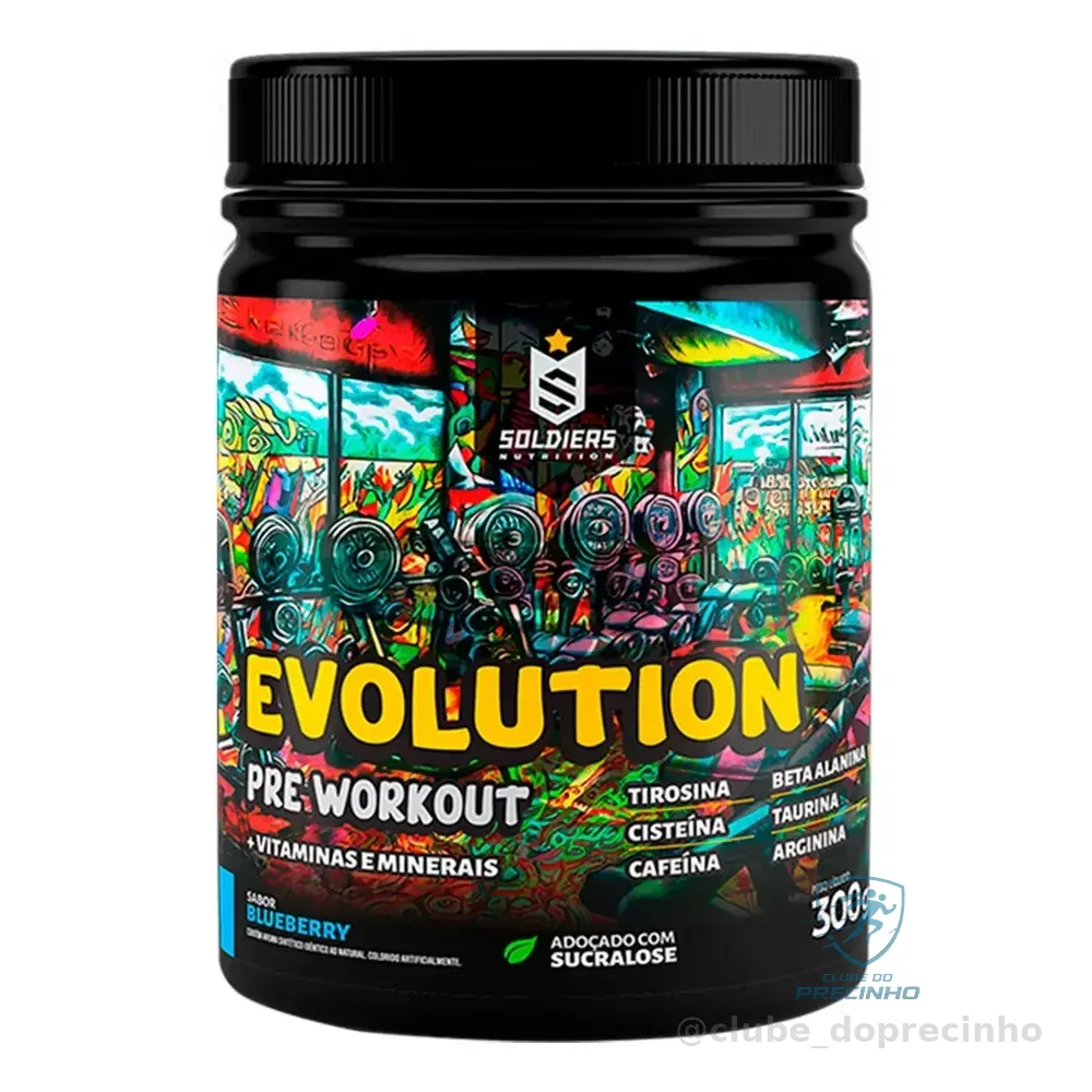 Pré-treino Evolution Workout 300g Termogênico Sabor Blueberry Soldiers Nutrition Energia Foco Treino