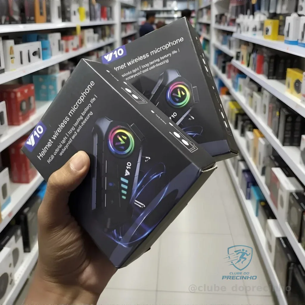 Fone De Ouvido Hardline V10 Bluetooth 5.3 Para Capacete, Com Redução De Ruído