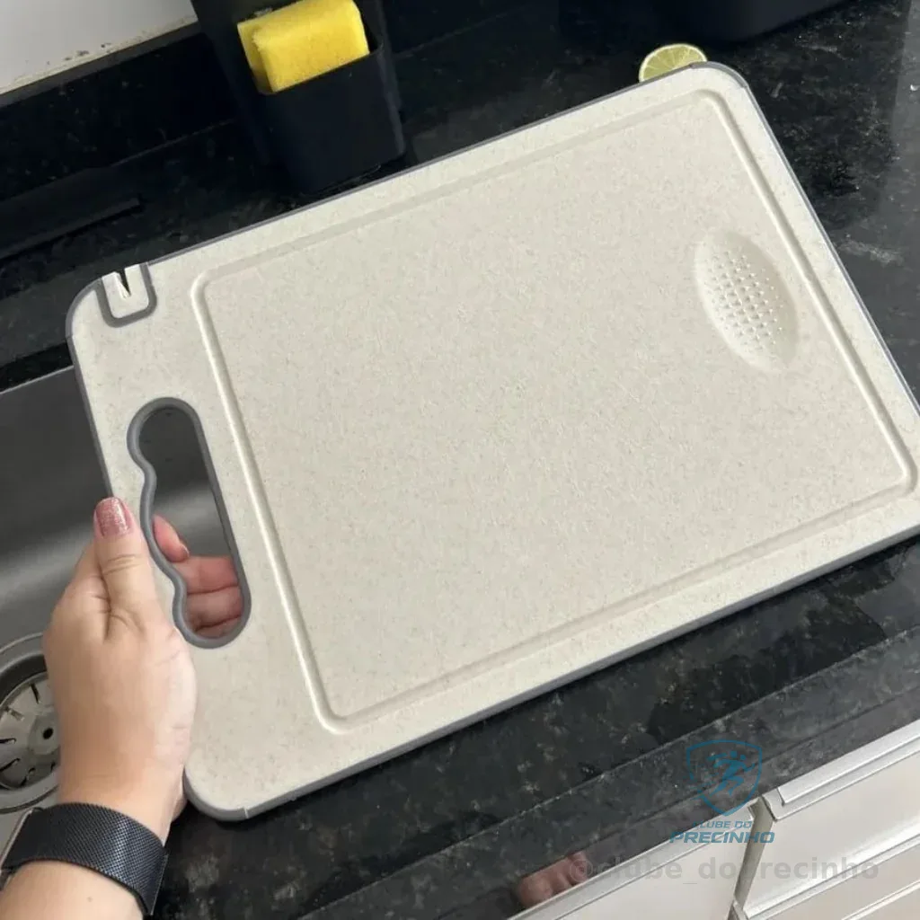 Tabua De Corte Saudável Pp Aço Inox Para Cortar Dupla Face Dupla Face Prateado