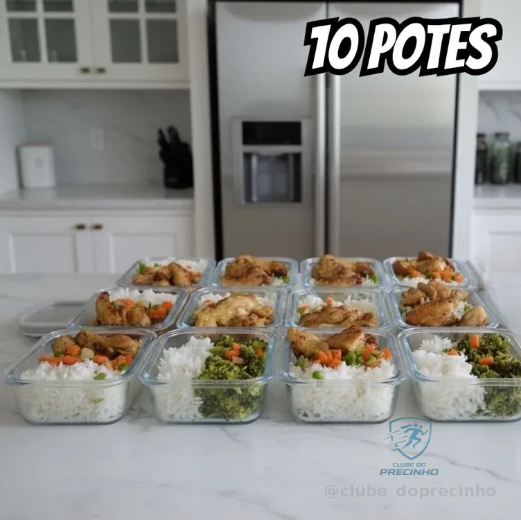 Kit Conjunto 10 Potes Vidro Hermético 370ml Marmita Vai Ao Forno Microodas Freezer Transparente