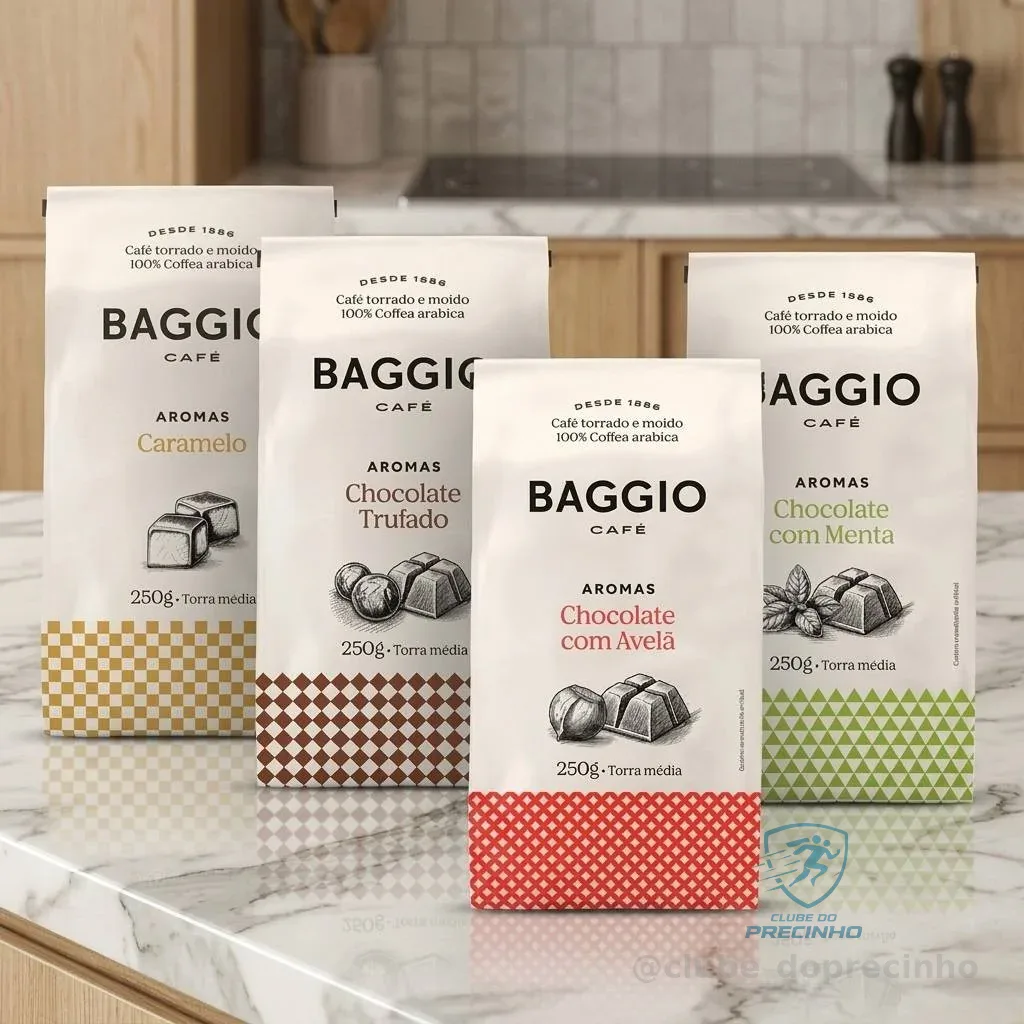 Kit de Cafés Moídos Aromas Baggio Café 1kg - Caramelo, Chocolate Trufado, Avelã e Menta