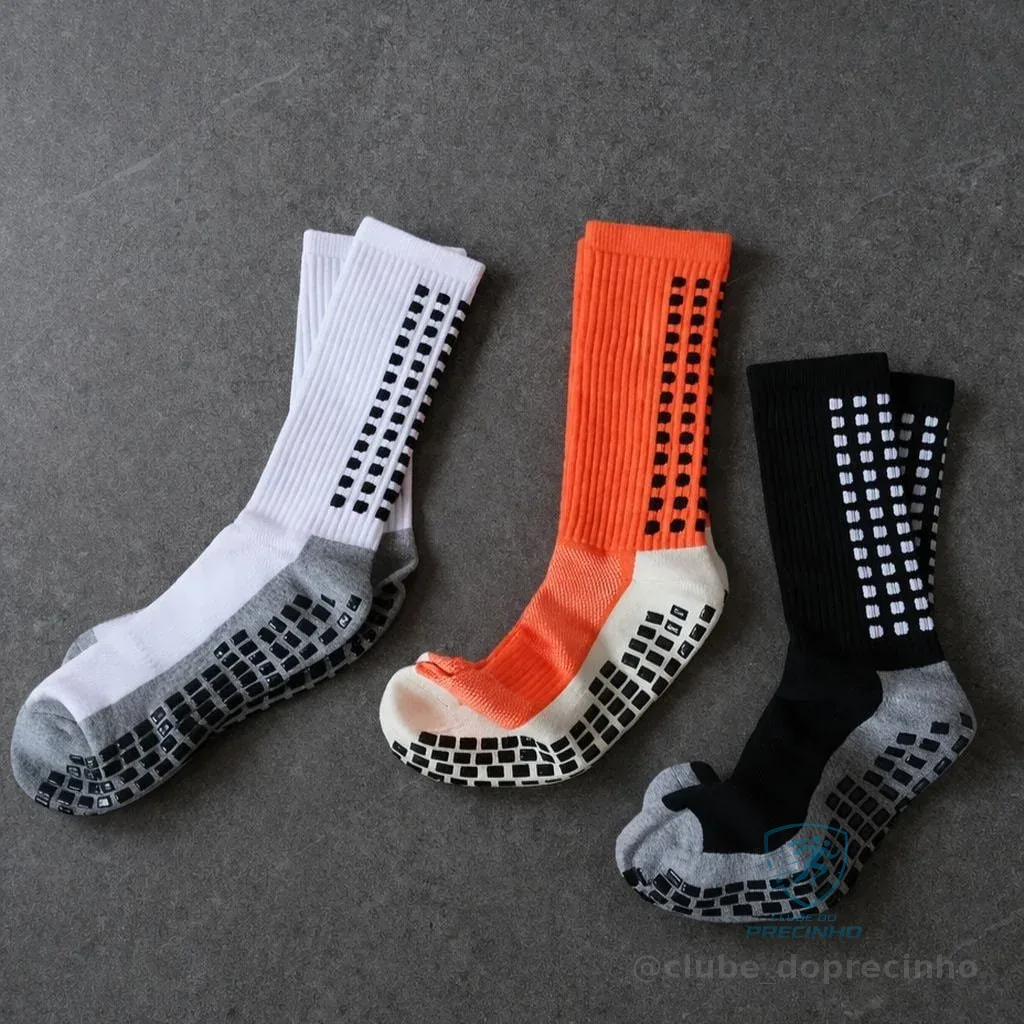 Kit 3 Pares Meia Antiderrapante Esportiva Futebol Treino Pro