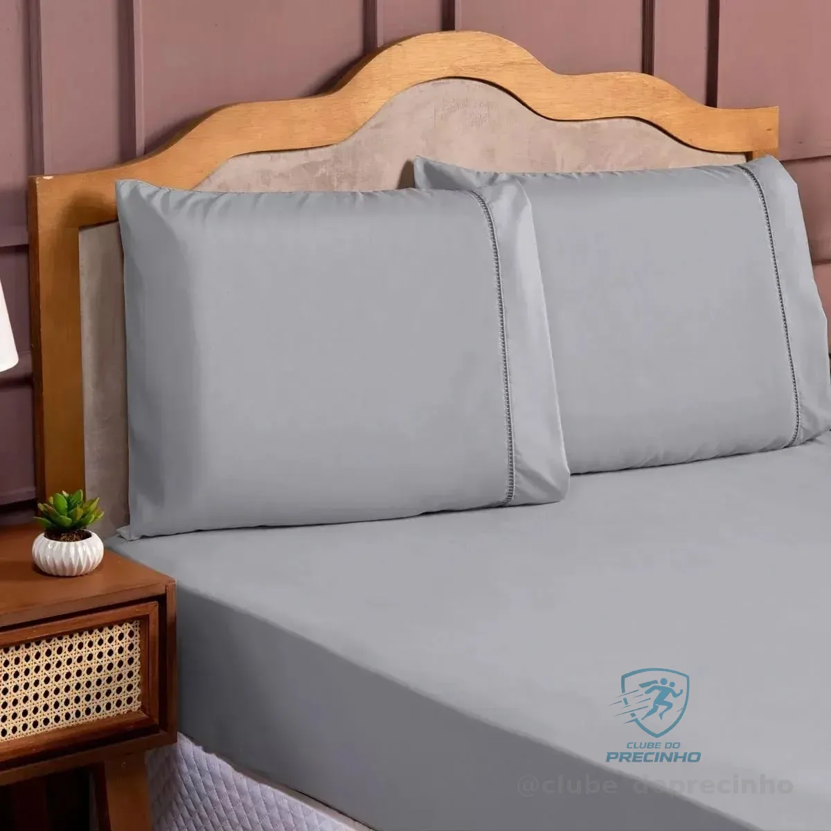 Jogo De Lençol Queen Micropercal 400 Fios Sofisticado 3pç Cor Cinza Desenho Do Tecido Liso