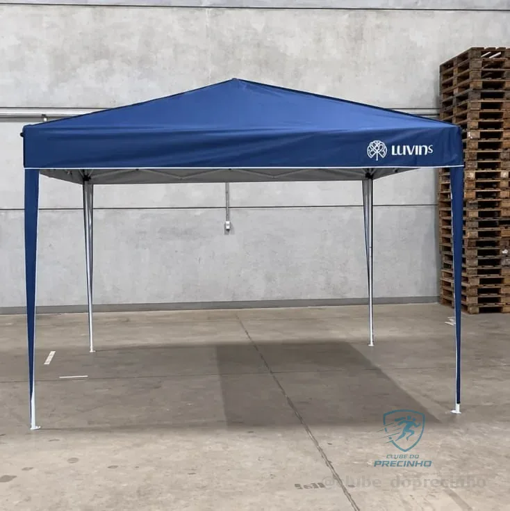 Tenda Gazebo Sanfonada Articulada Luvinco 3x3m Azul Impermeável Resistente Proteção Ao Ar Livre Camping Praia Eventos Montagem Prática Estrutura Resistente Durável