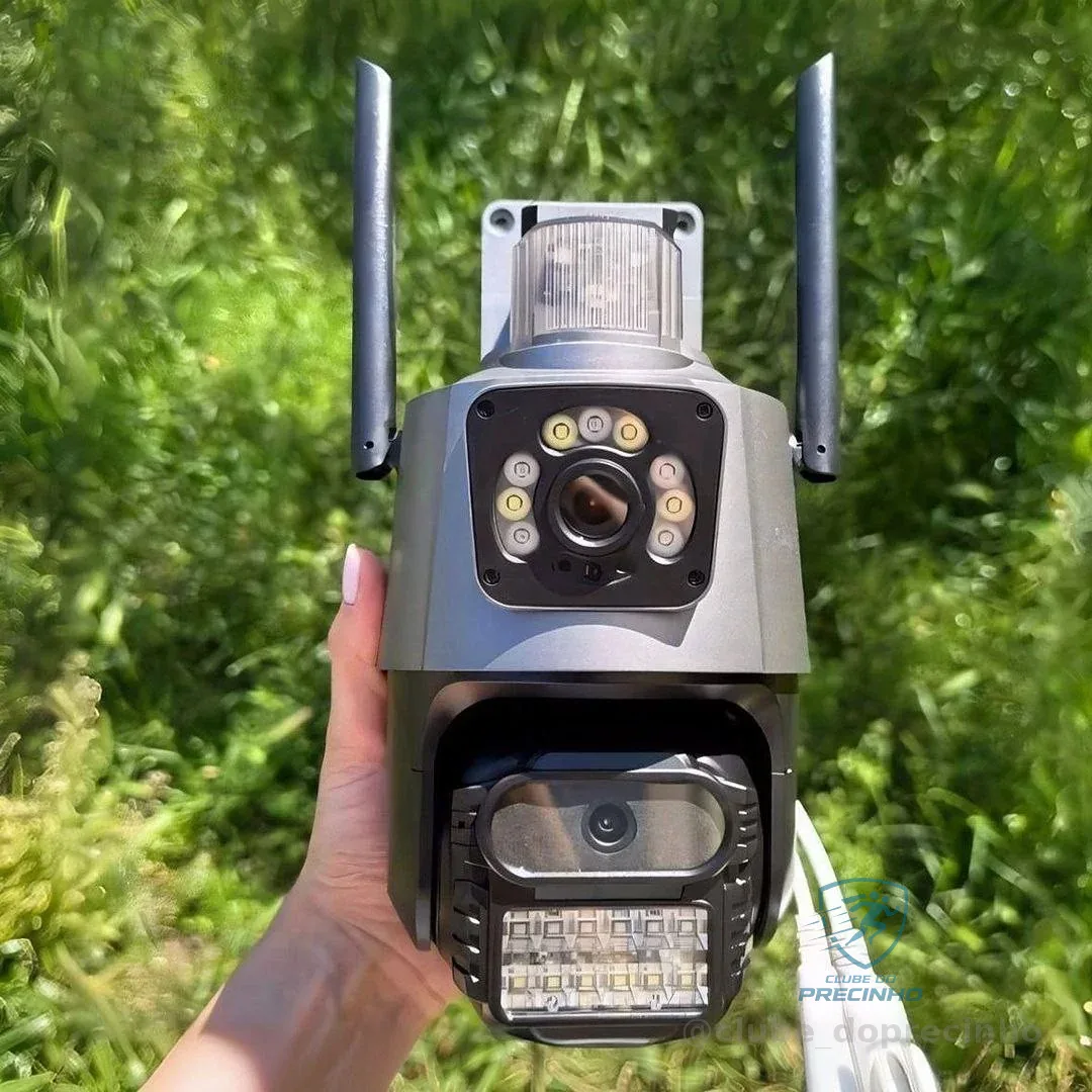 Câmera Segurança Ip Wifi P11-qq6 Lente Dupla 6mp App Icsee Preto