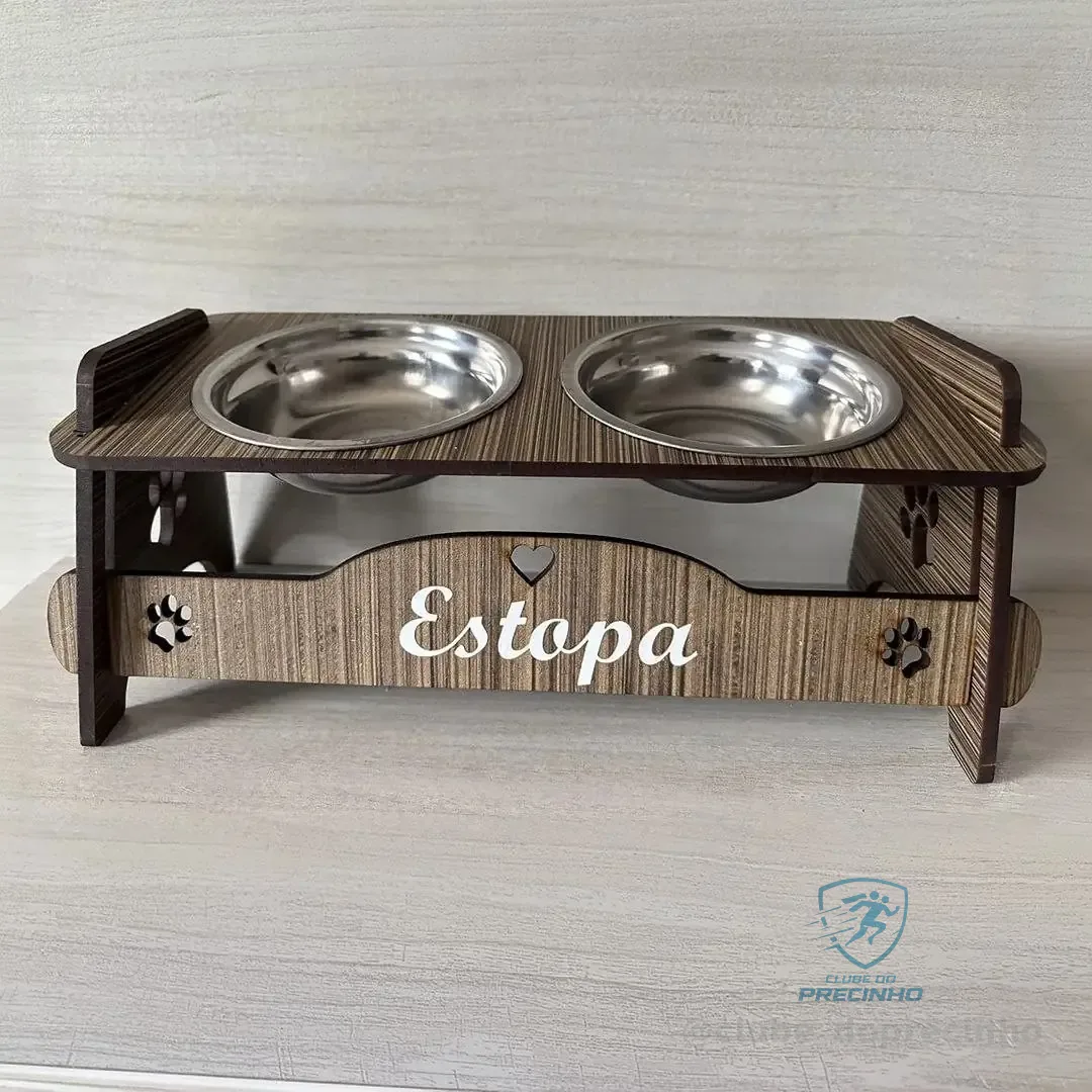 Comedouro Personalizado Pet Elevado Tigelas Inox