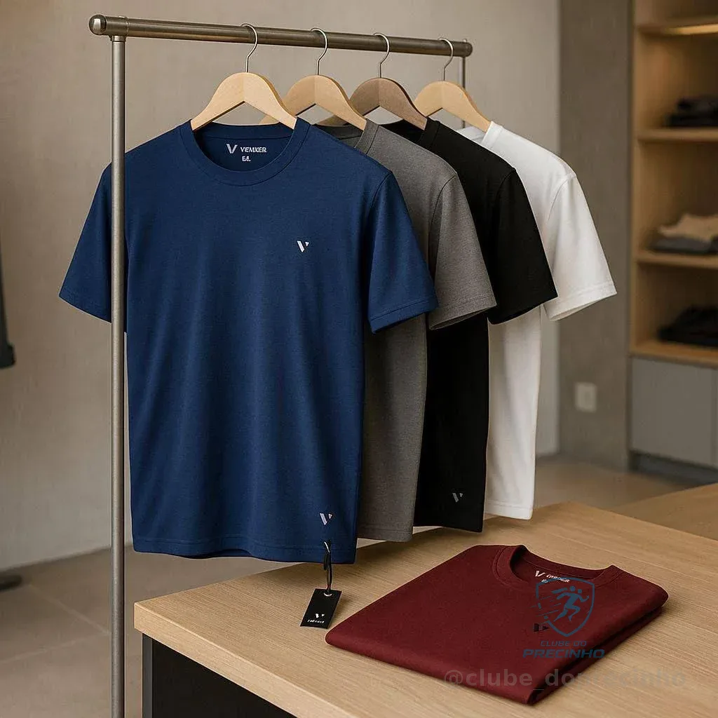 Kit 5 Camiseta Masculina Camisas Slim Voker 100% Algodão