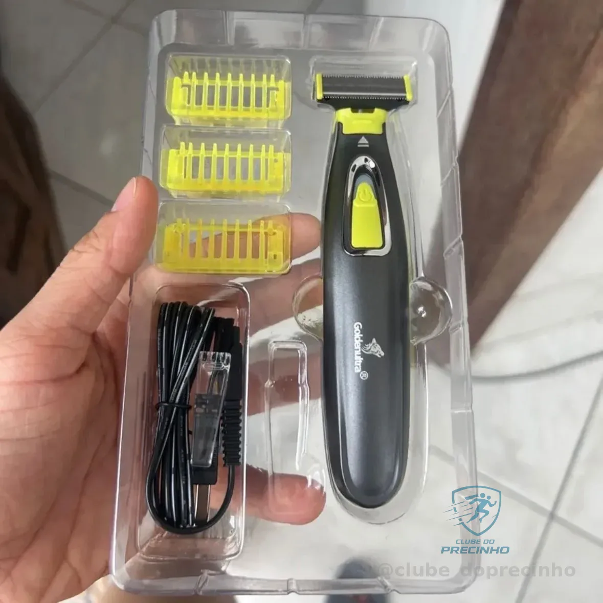 Aparelho De Barbear Eletrico A Prova D'agua Usb Profissional Cor Verde-lima 127/220v