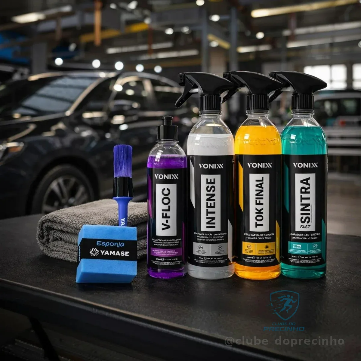 Limpeza Automotiva Completa Shampoo V-floc Revitalizador Intense Cera Tok Final Limpador Sintra Fast Pano Vonixx