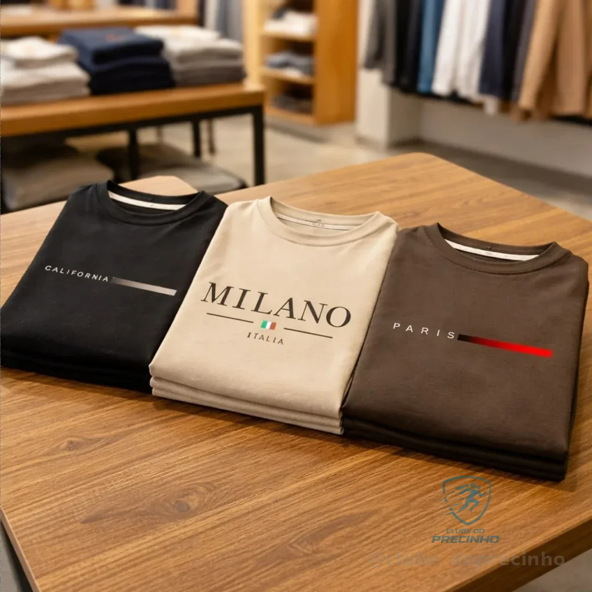 Kit 3 Camisetas Masculina 100% Algodão Premium Verão Casual Preto -marrom-branco M Estampa Localizada