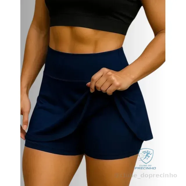 Short Saia Fitness Feminina Cintura Alta Academia Corrida