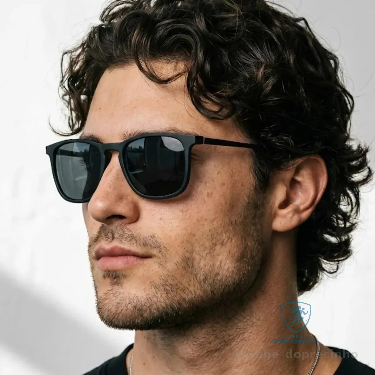 Óculos De Sol Quadrado Premium Acetato Metal Proteção Uv400 Cor Preto Armação Preto Haste Preto Lente Preto Desenho Preto Fosco