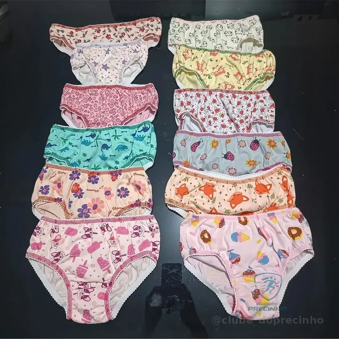 10 Calcinha Infantil Algodão Tradicional Menina Atacado