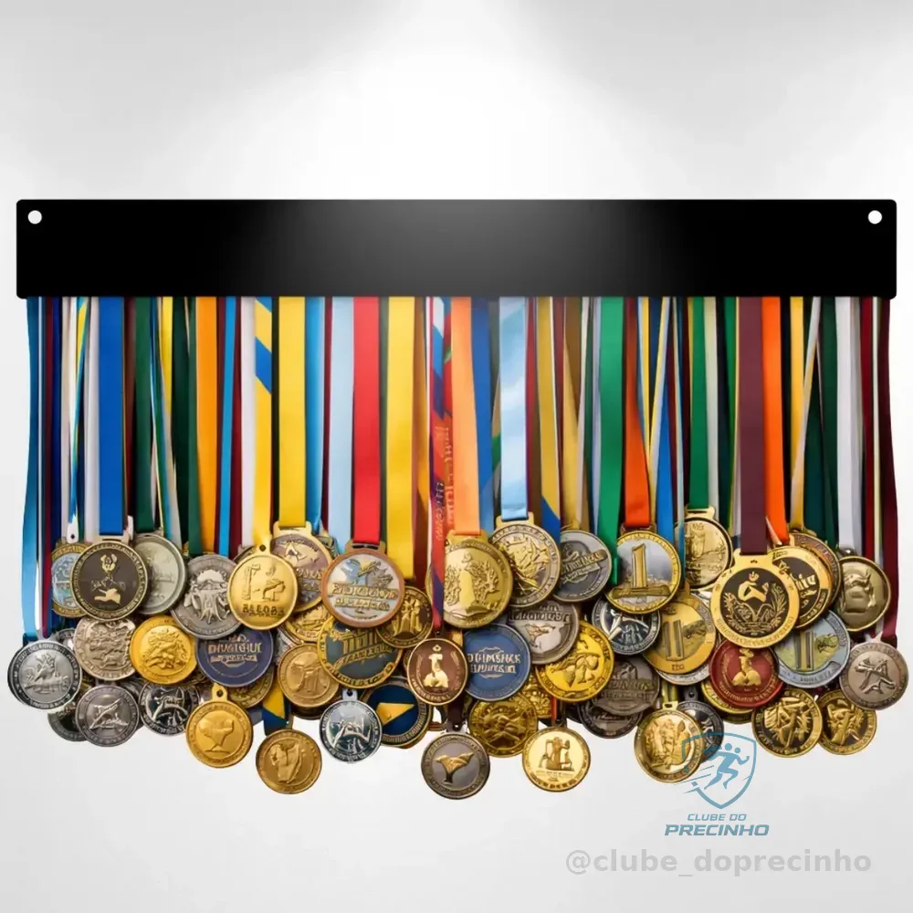 Porta Medalhas De Corrida De Rua Minimalista Suporte 65 Meda Preto