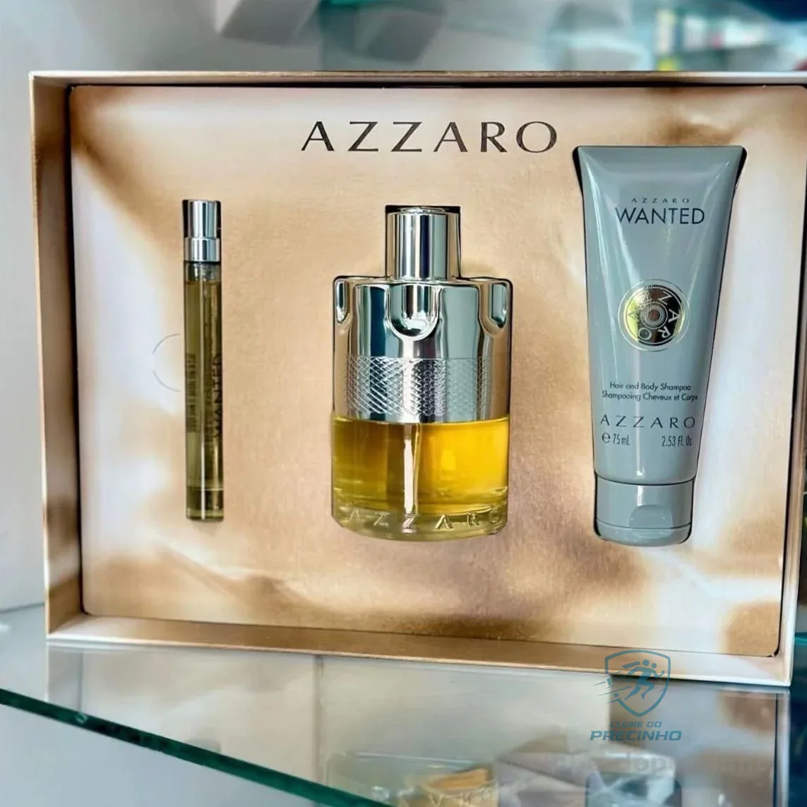 Kit Azzaro Wanted - Eau De Toilette 100ml - Gel de Banho 75ml - ⁠Eau De Toilette 10ml