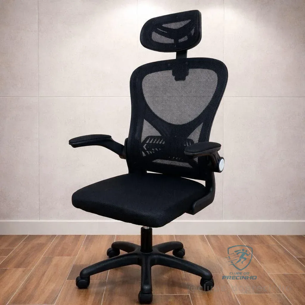 Cadeira De Escritório Giratória Homenow Columbus Presidente Preta Com Tela Mesh Preto