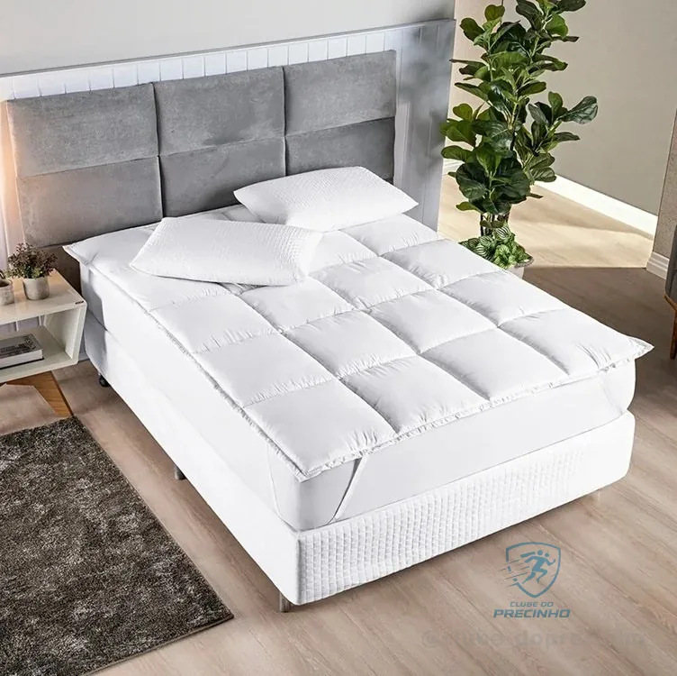 Pillow Top Casal 5 Cm Espessura Percal 400 Fios Macio Hotel Branco Matelado Liso Casal
