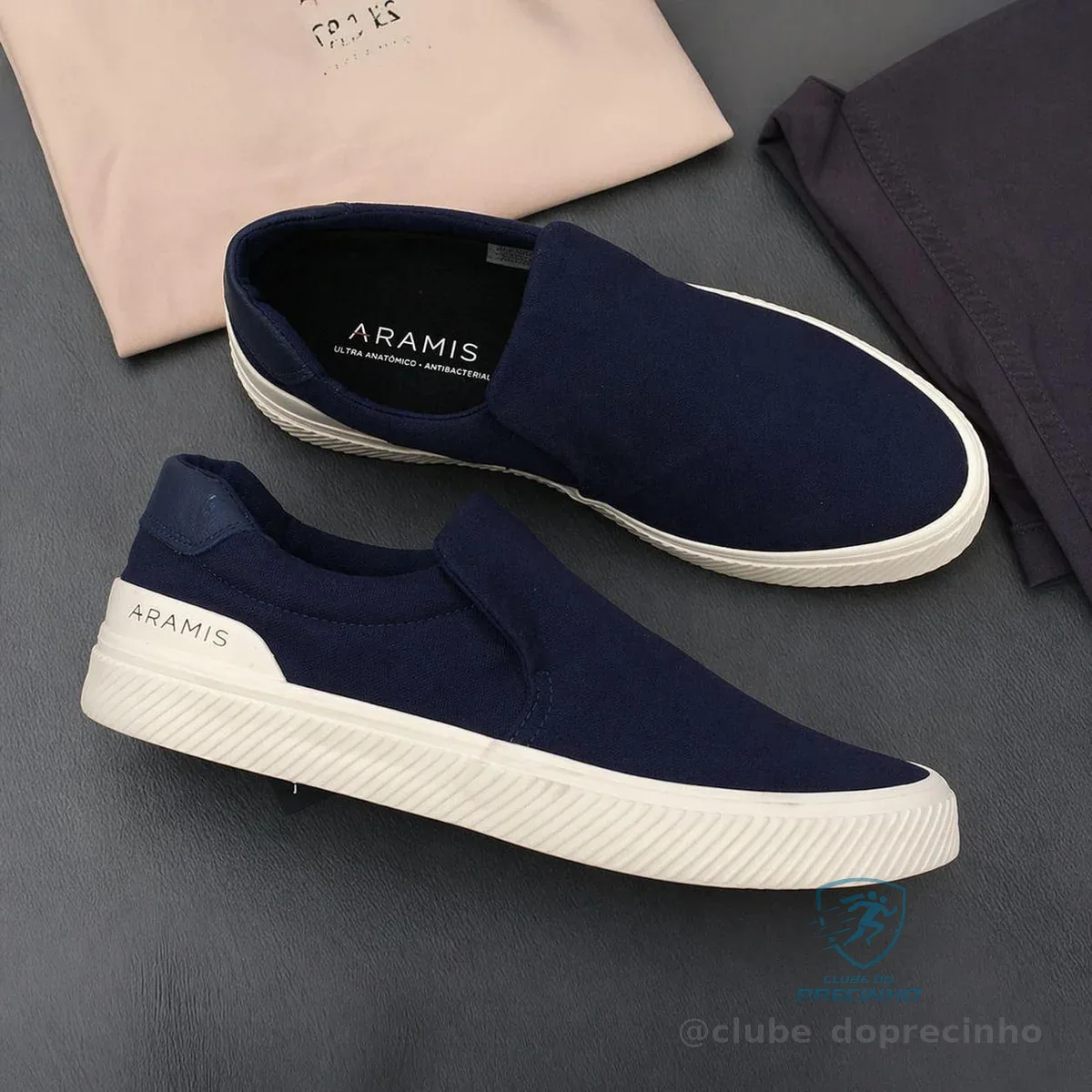Tênis Aramis Daily Slip Canvas Marinho E Branco