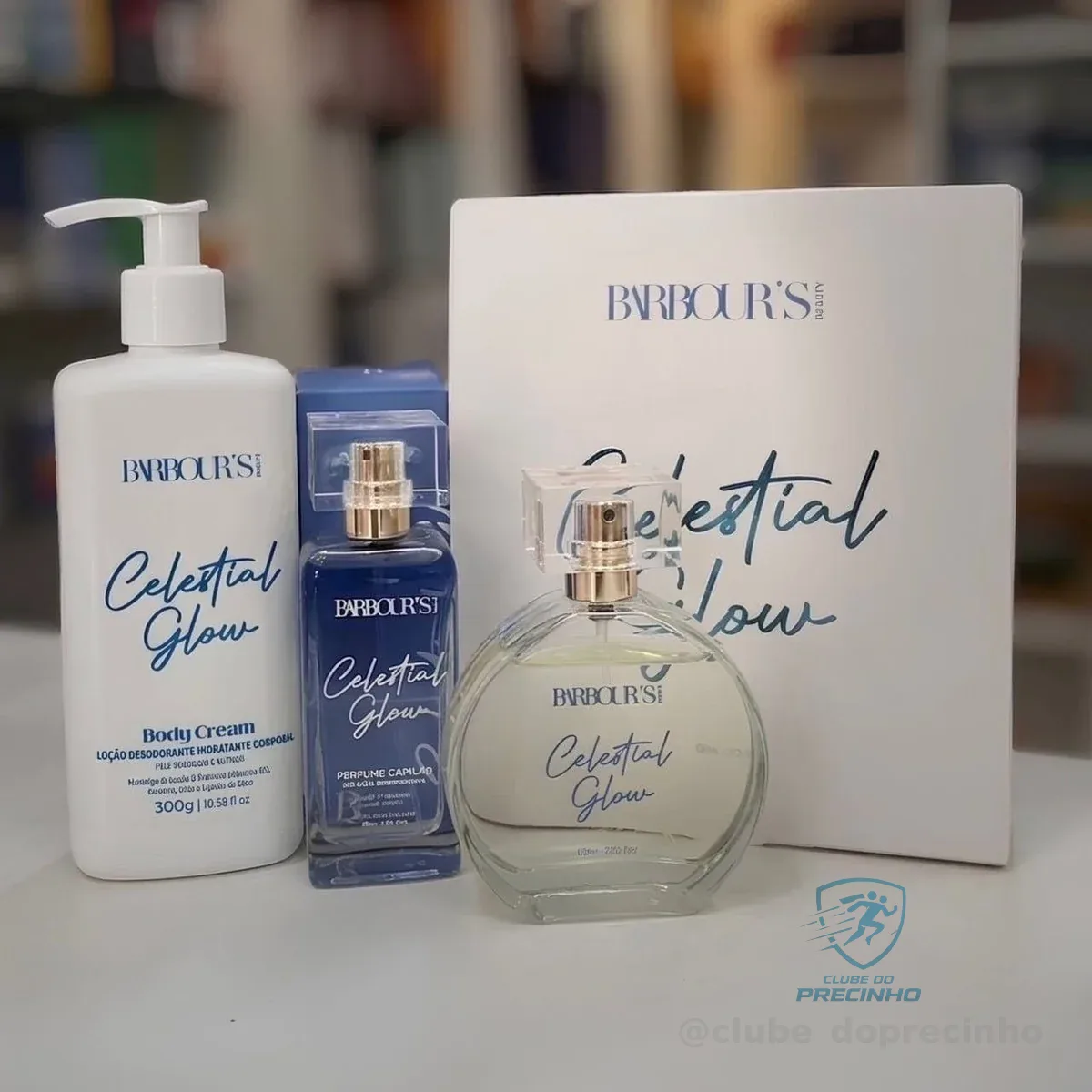 Kit Creme Hidratante Colônia Perfume Capilar Celestial Glow Barbour's Beauty